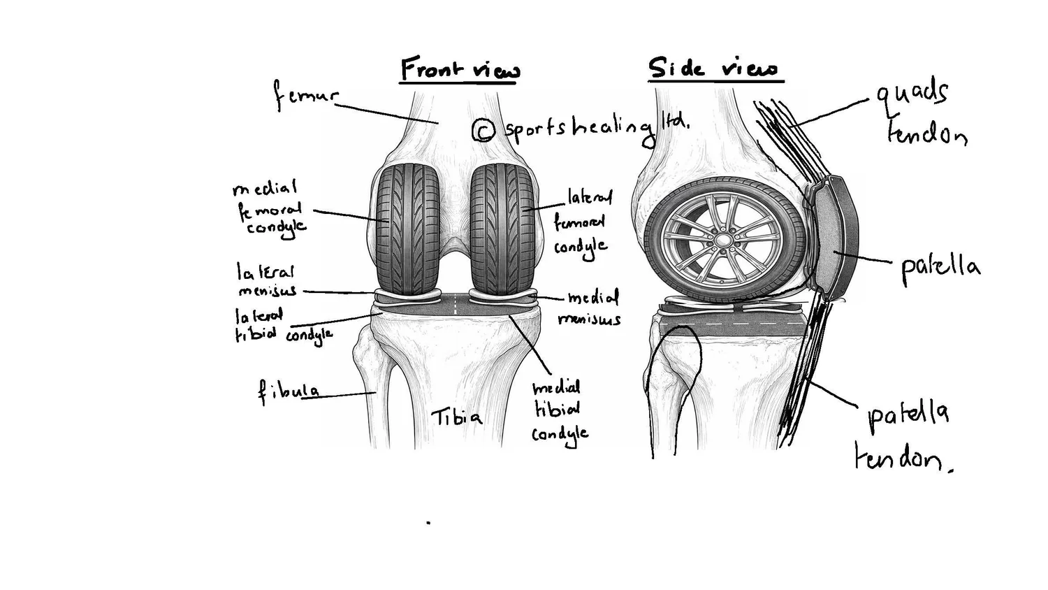 The knee made simple….or…. if the knee were a car….anatomy, biomechanics and pathology